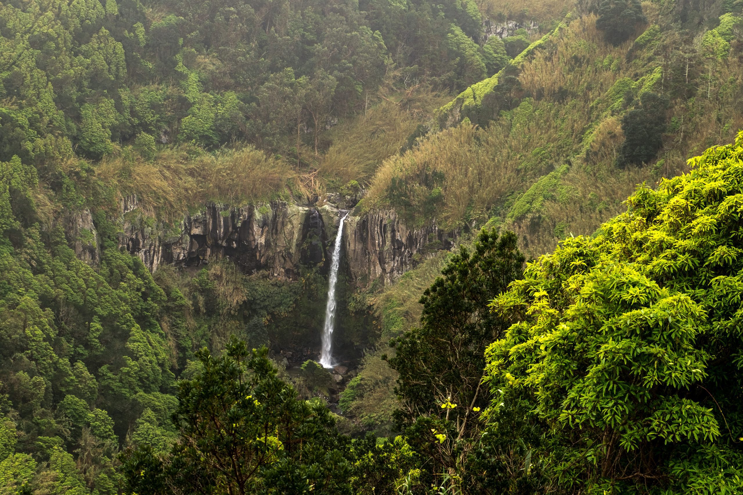 Miradouro do Salto da Farinha: View on One of the Most Beautiful Waterfalls of São Miguel Island